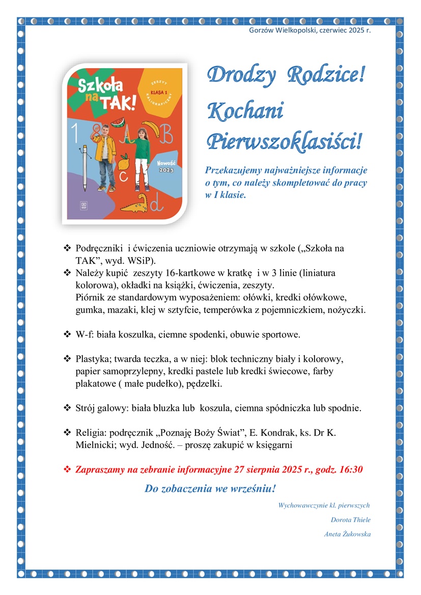 Szkoła na TAK informacja dla rodziców150